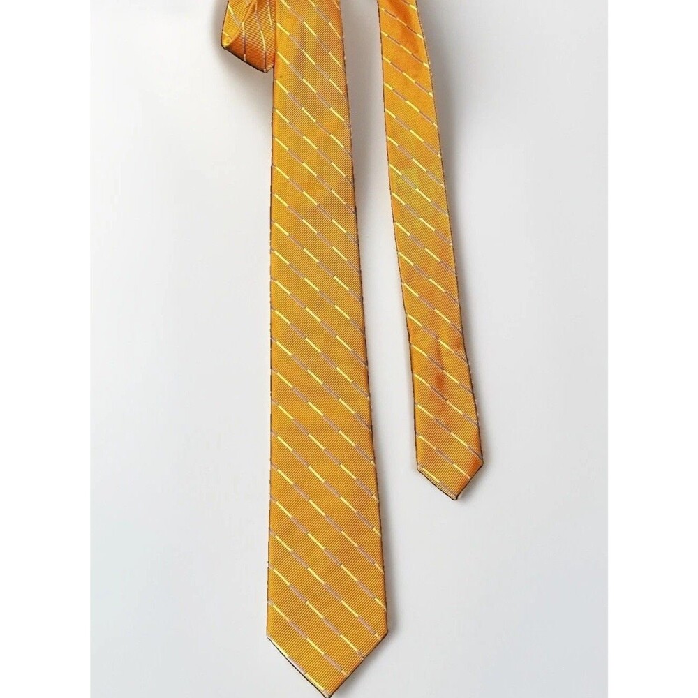 Vintage DNKY Men’s Orange Tie Blue Gold Stripes